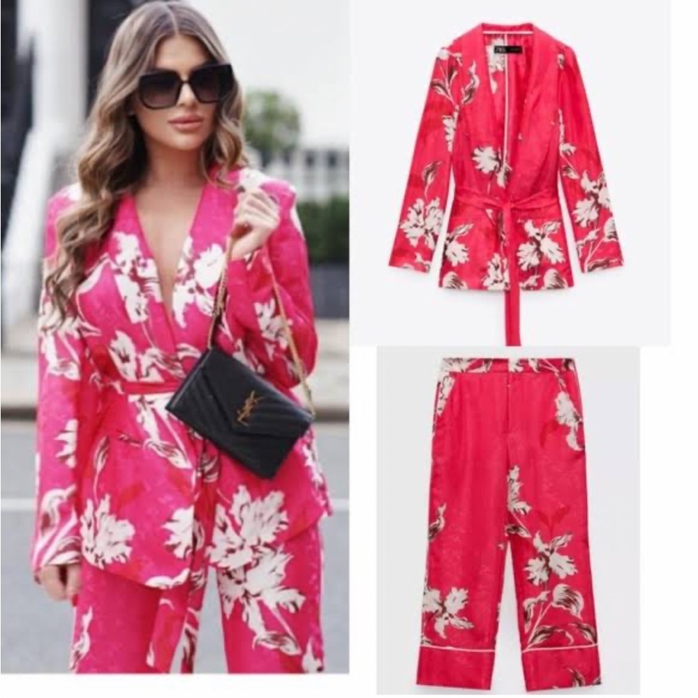 NWOT Zara Pink Floral Suit Set